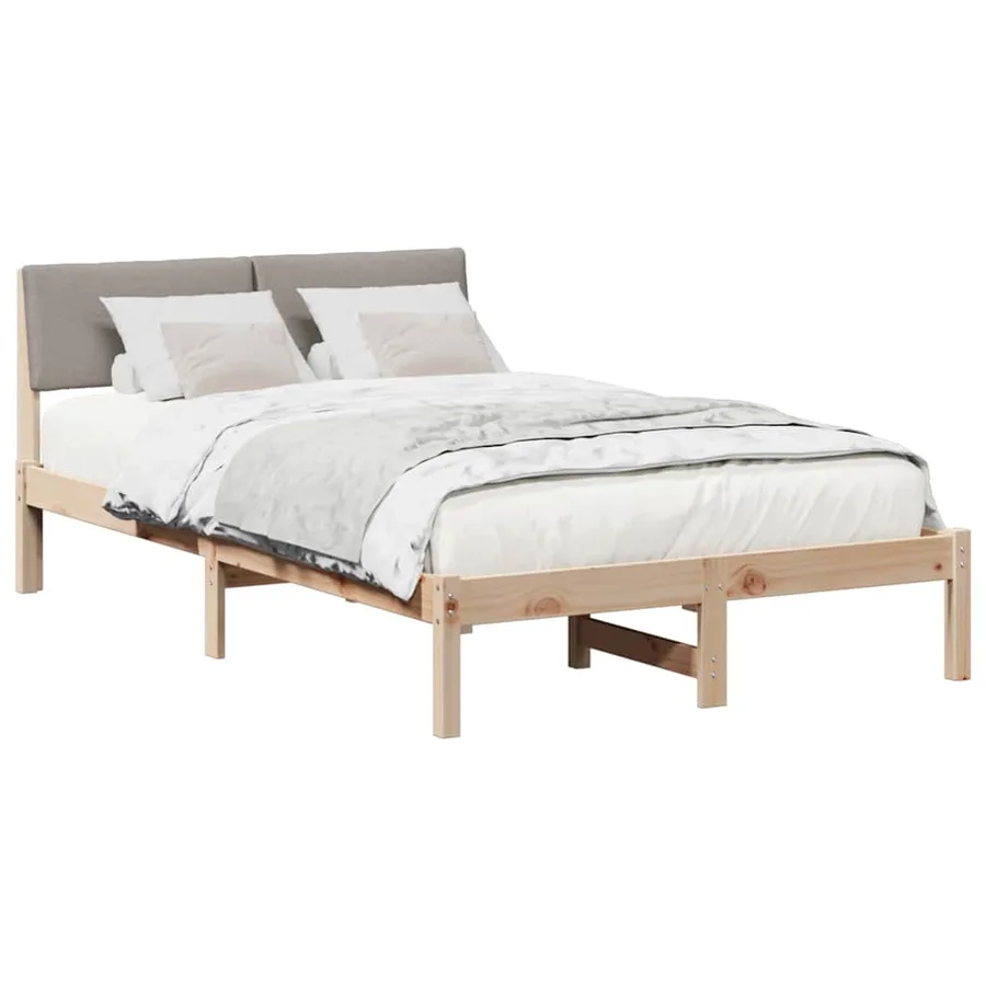 Cadre de lit Marron et taupe 120 x 200 cm Bois massif en pin - 3