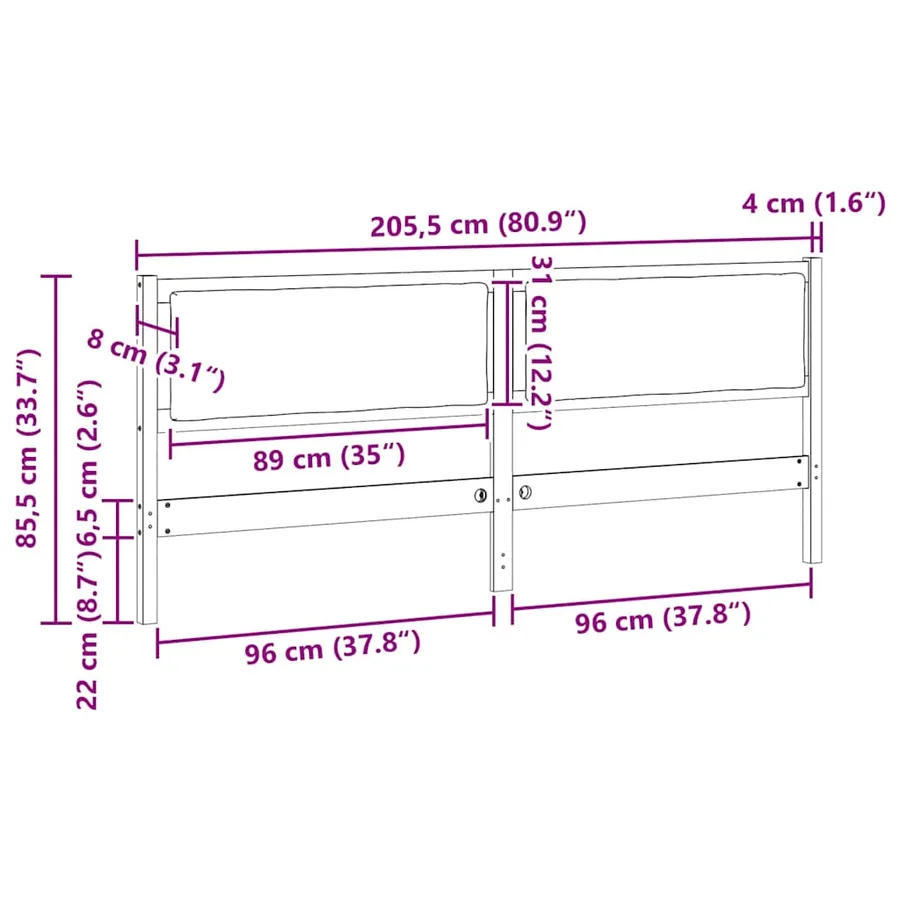 Tête de lit Autre Marron 200 cm Bois massif en pin - 11