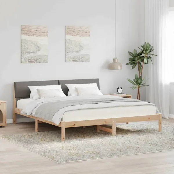 Cadre de lit Marron et taupe 180 x 200 cm Bois massif en pin