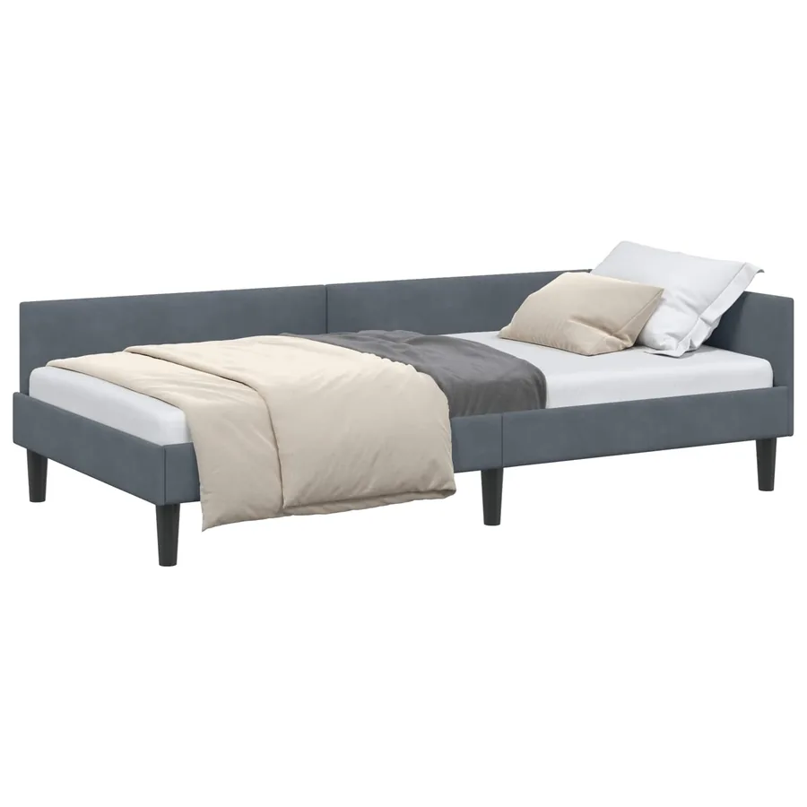Cadre de lit d'angle Gris foncé 80 cm x 200 cm Velours - 2