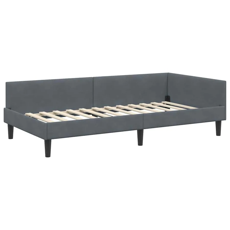 Cadre de lit d'angle Gris foncé 80 cm x 200 cm Velours - 4