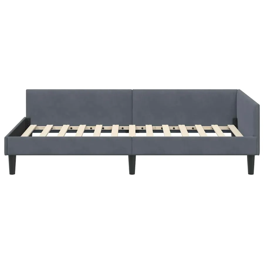 Cadre de lit d'angle Gris foncé 80 cm x 200 cm Velours - 5