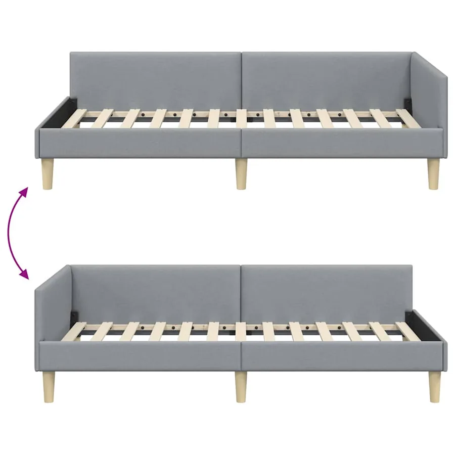 Cadre de lit d'angle Gris clair 90 x 190 cm tissu - 9