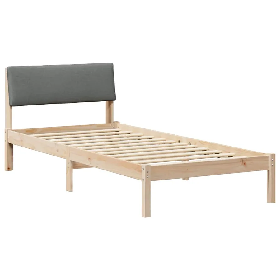 Cadre de lit avec tête de lit marron et gris foncé 90 x 190 cm - 2