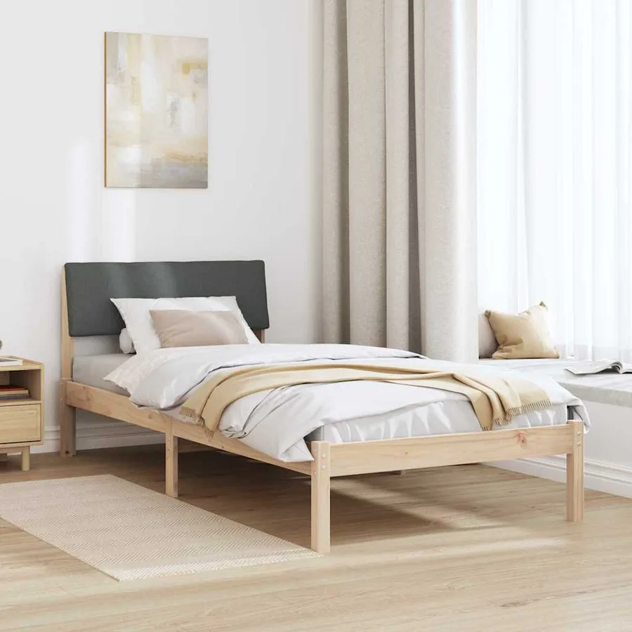 Cadre de lit avec tête de lit marron et gris foncé 90 x 190 cm - 4