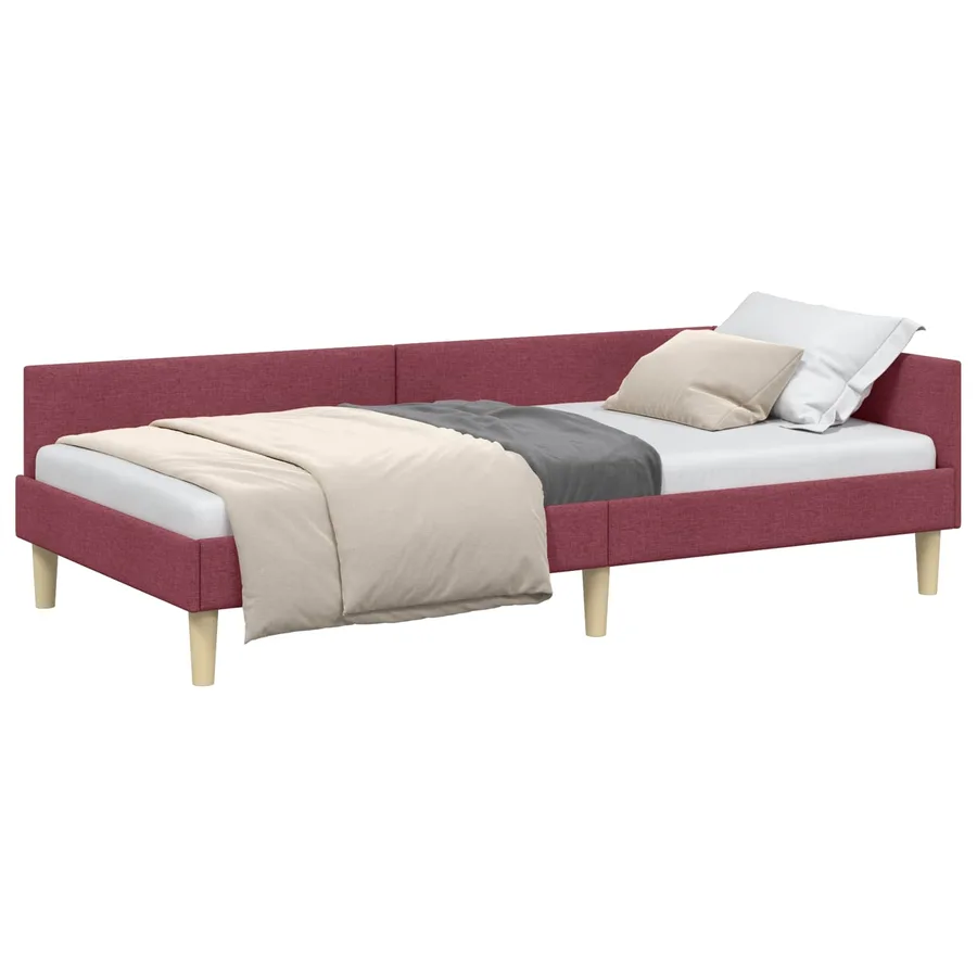 Cadre de lit d'angle Bordeaux 100 x 200 cm tissu - 2