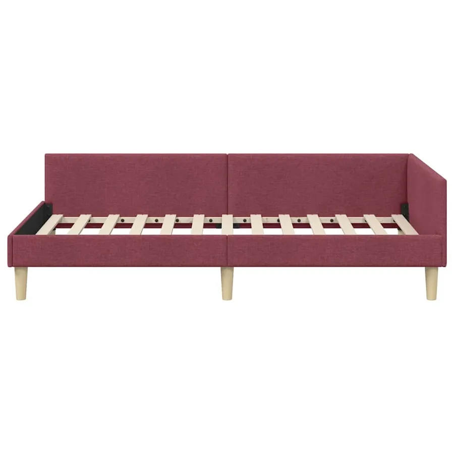 Cadre de lit d'angle Bordeaux 100 x 200 cm tissu - 5
