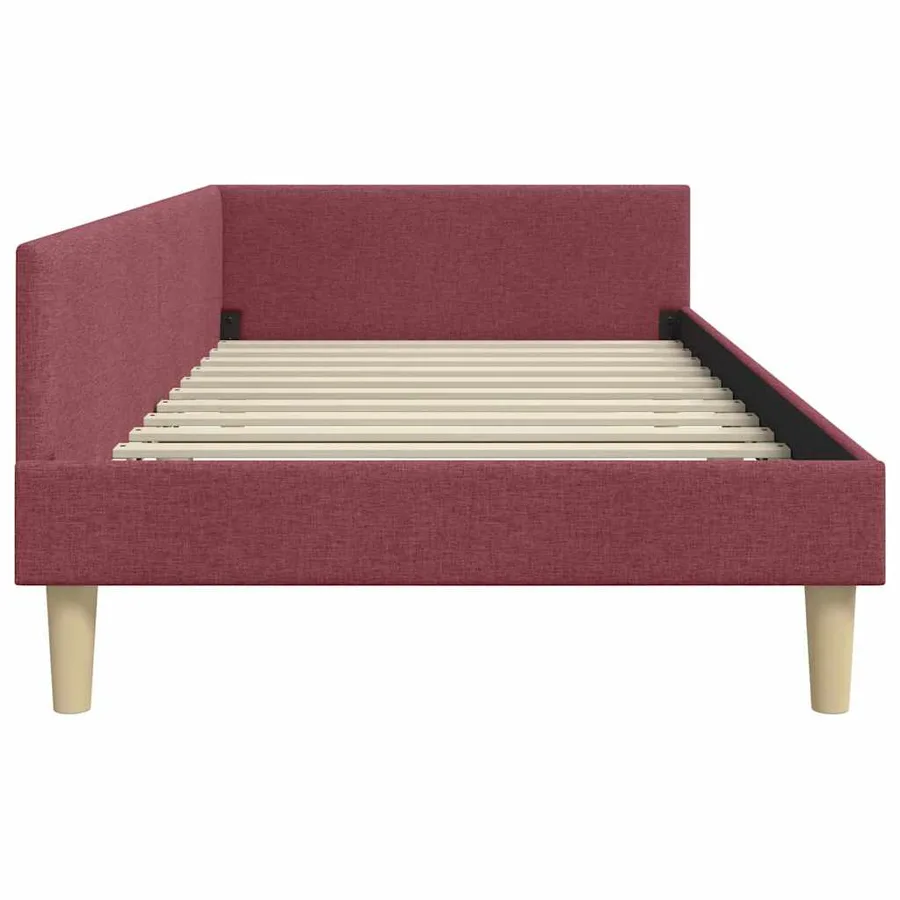 Cadre de lit d'angle Bordeaux 100 x 200 cm tissu - 6