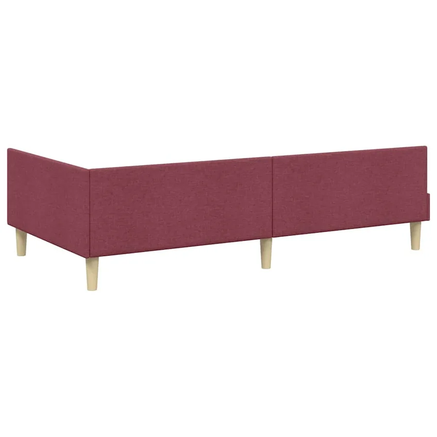 Cadre de lit d'angle Bordeaux 100 x 200 cm tissu - 7