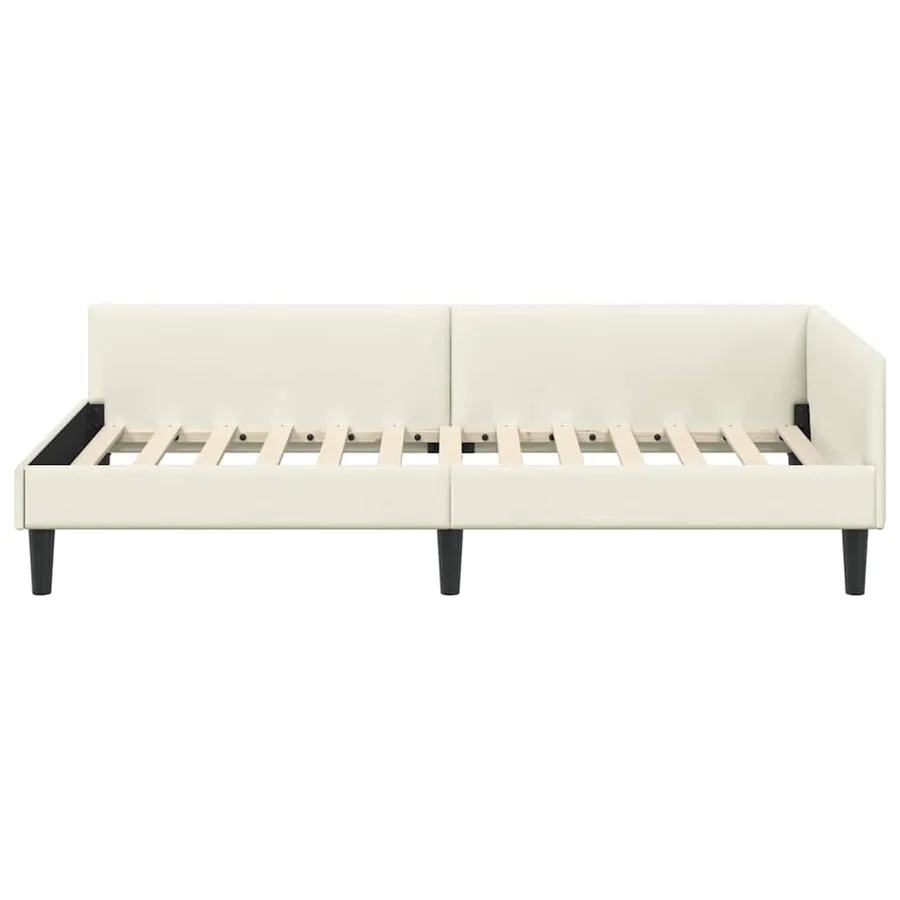 Cadre de lit d'angle Crème 90 cm x 200 cm Velours - 5