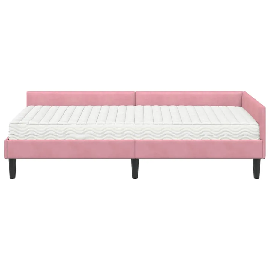 Cadre de lit d'angle avec matelas Autre 2 pcs Gris Velours - 5