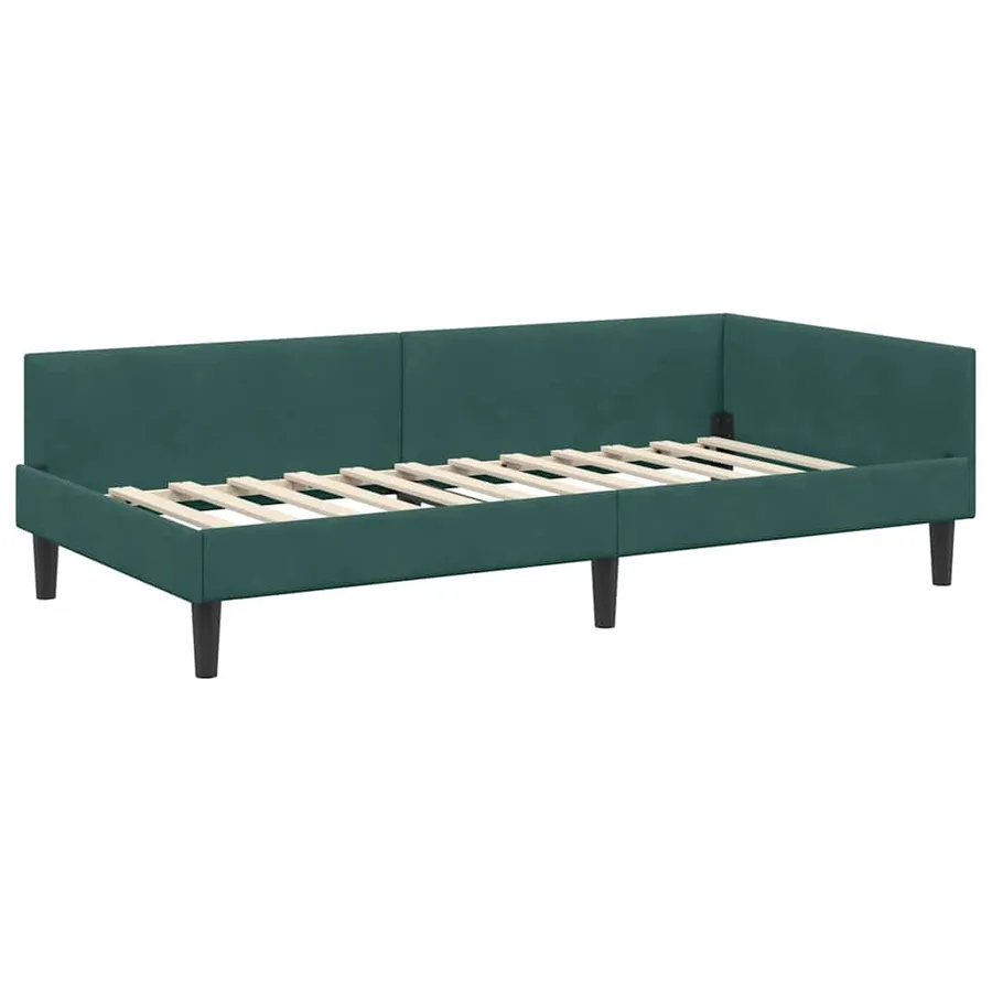 Cadre de lit d'angle avec matelas Autre 2 pcs Vert Velours - 6