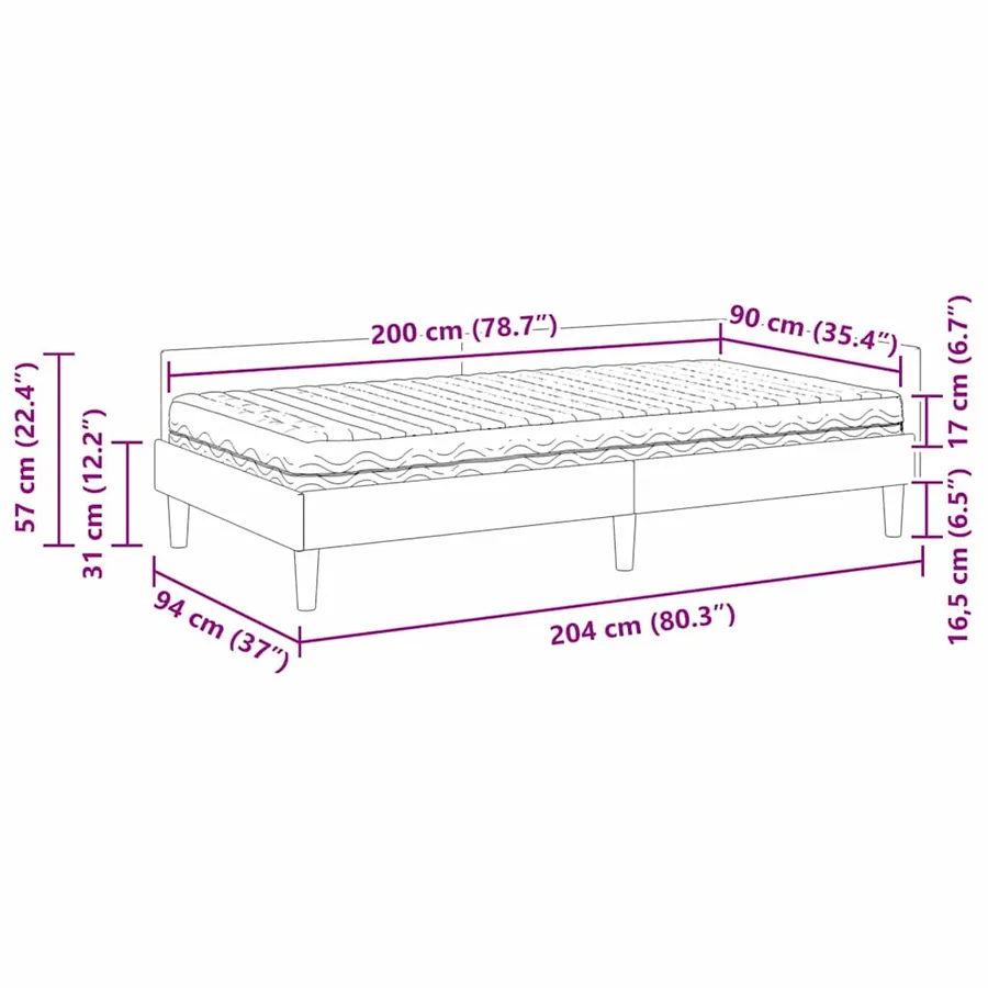 Cadre de lit d'angle avec matelas Autre 2 pcs Crème Velours - 14
