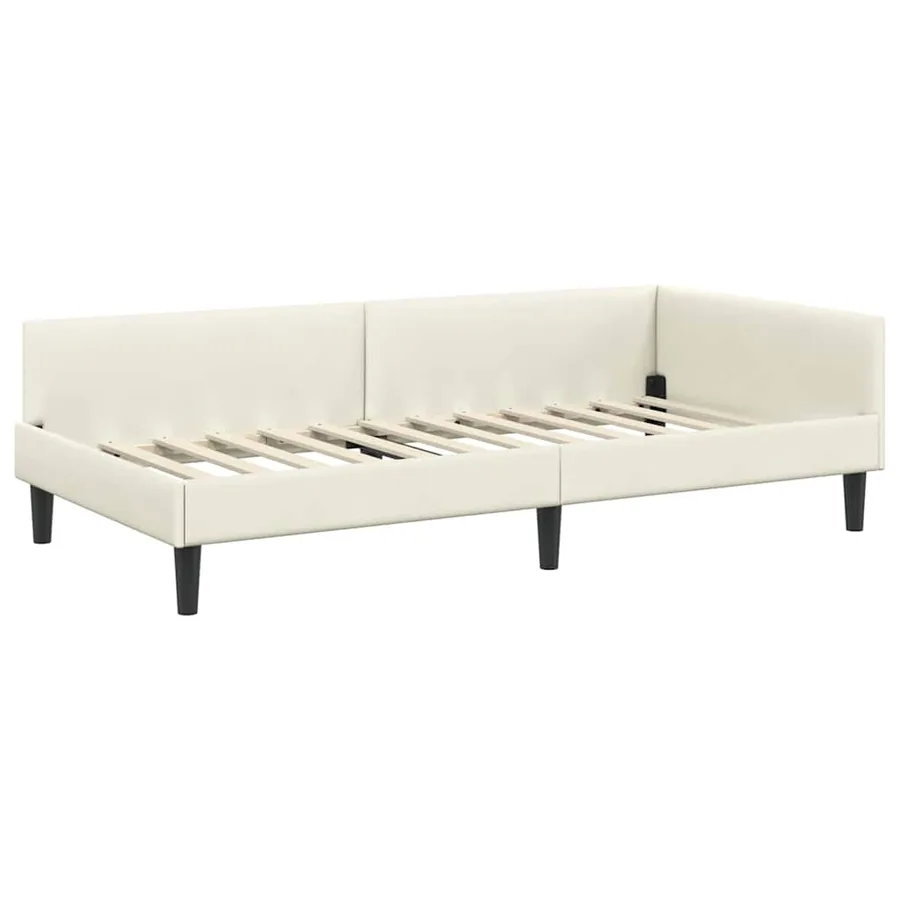 Cadre de lit d'angle avec matelas Autre 2 pcs Crème Velours - 6
