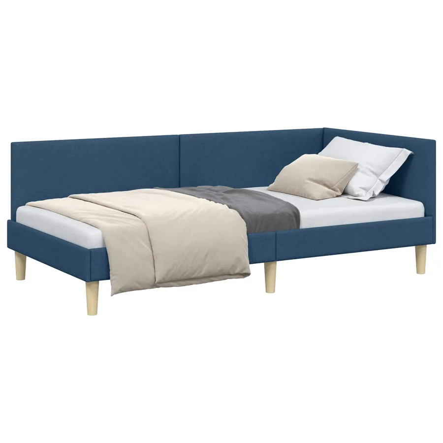 Cadre de lit d'angle Bleu 90 cm x 200 cm Tissu et Contreplaqué - 2