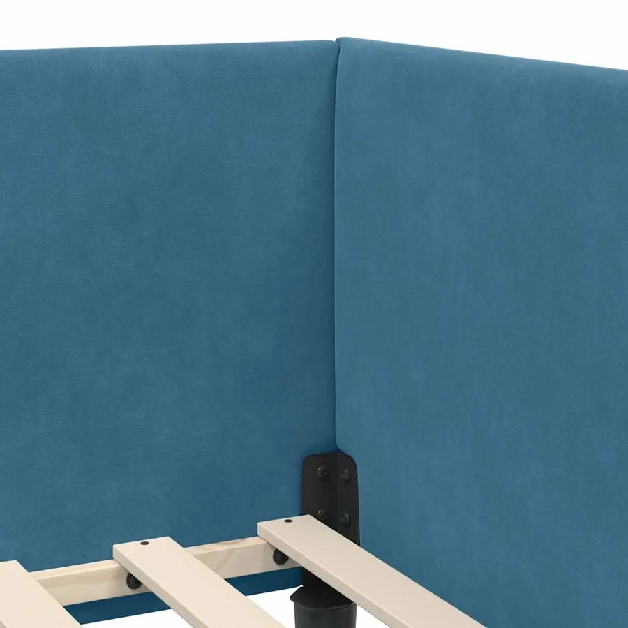 Cadre de lit d'angle avec matelas Autre 2 pcs Bleu Velours - 10