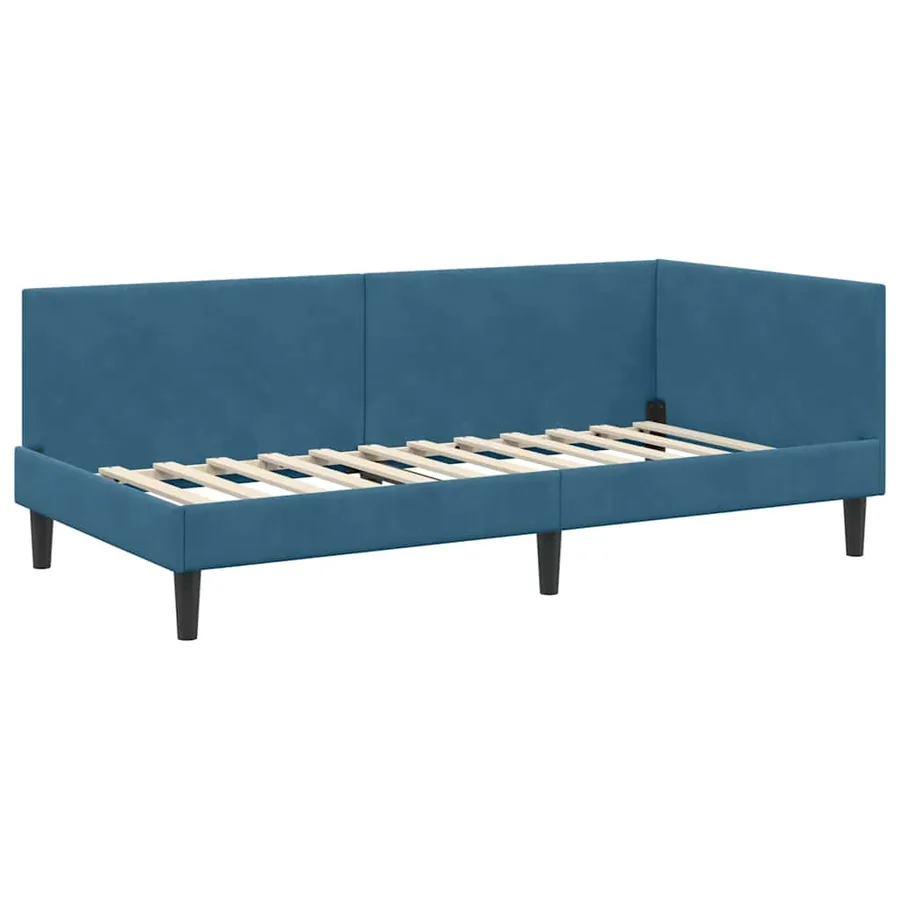 Cadre de lit d'angle avec matelas Autre 2 pcs Bleu Velours - 6