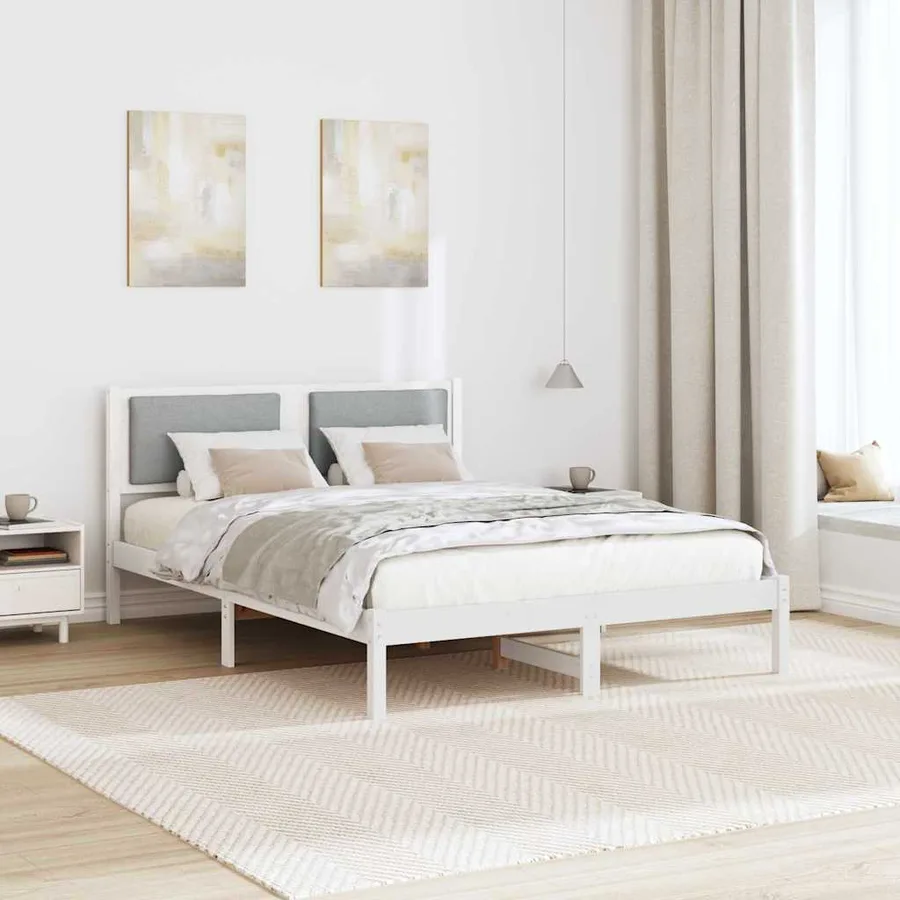 Cadre de lit Gris clair 140 x 190 cm Pin massif - 4