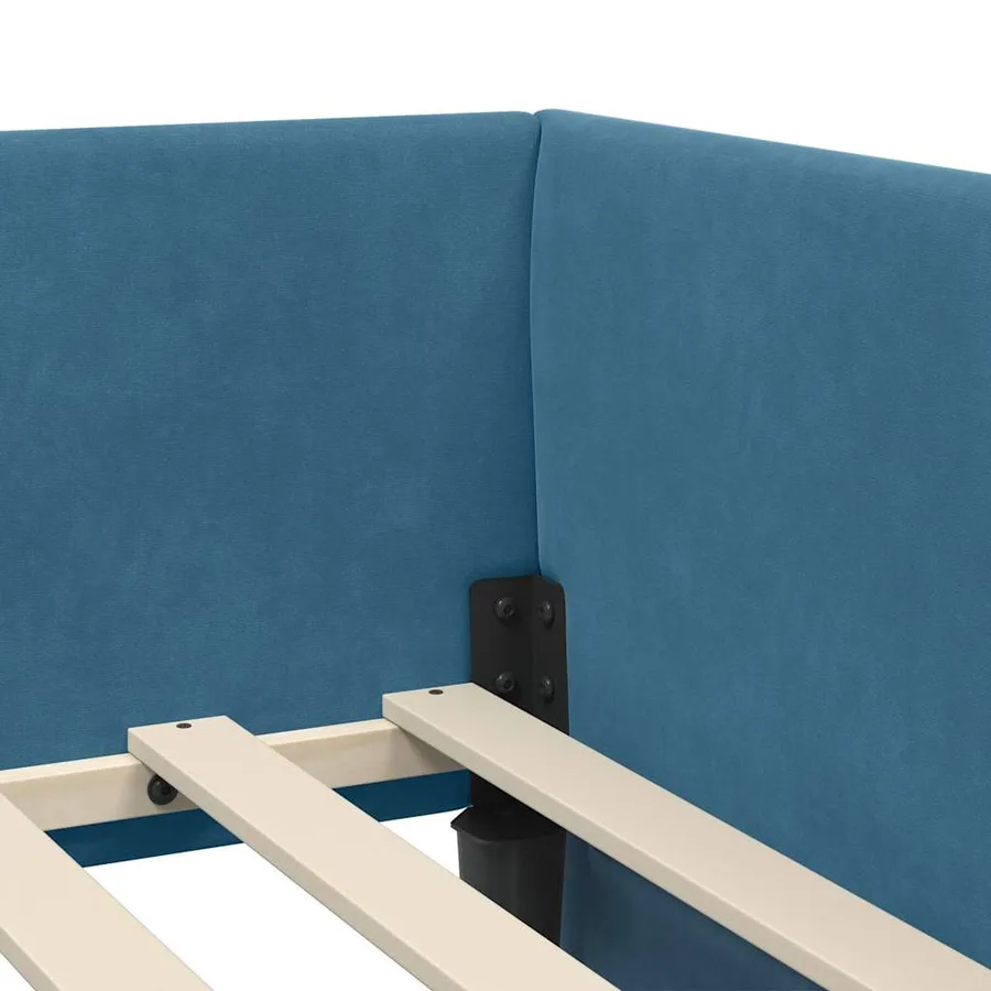 Cadre de lit d'angle avec matelas Autre 2 pcs Bleu Velours - 8