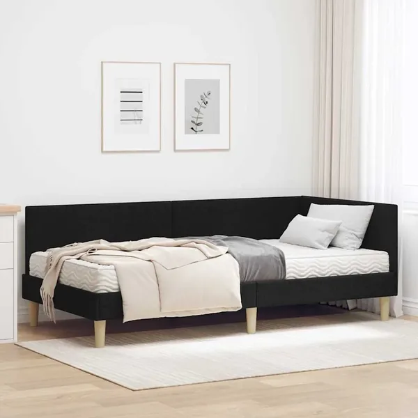 Cadre de lit d'angle avec matelas Autre 2 pcs Vert tissu