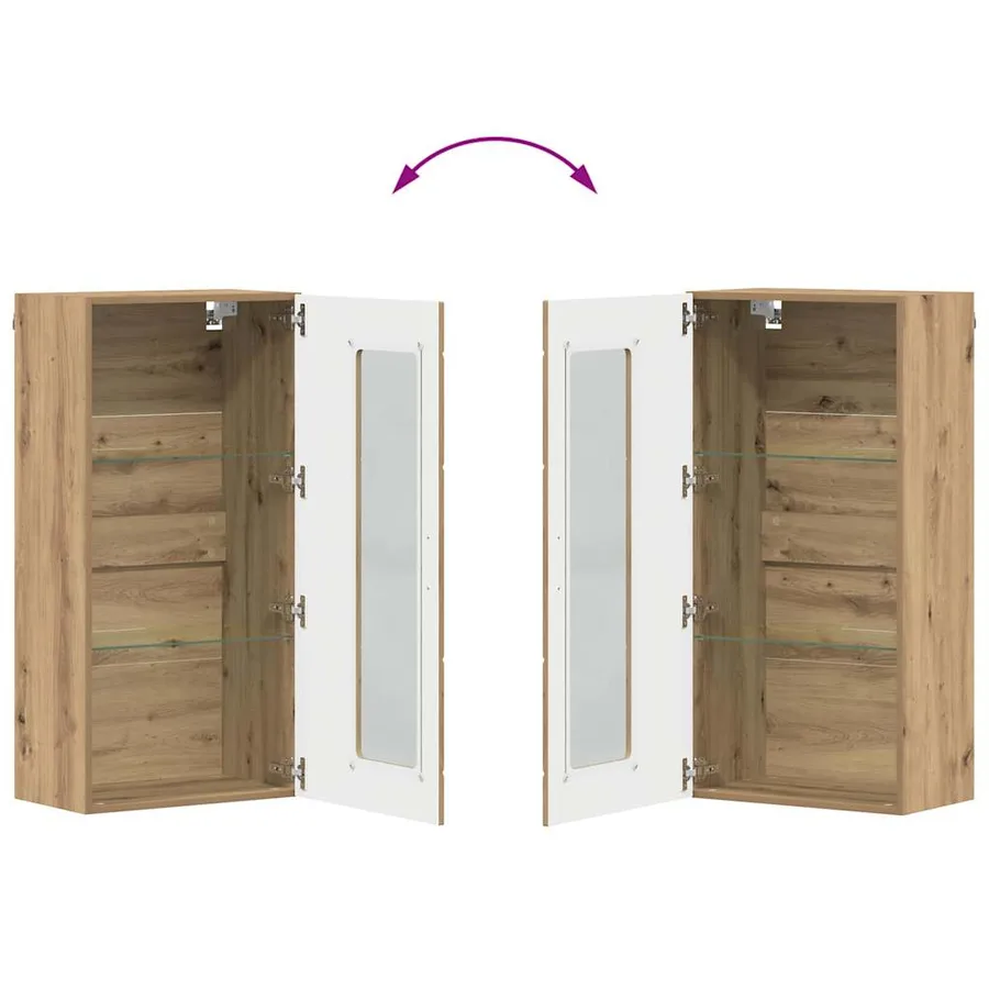 Cabinet en Bois Chêne artisanal Bois d'ingénierie - 11