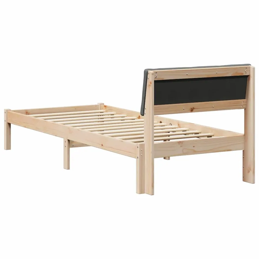Cadre de lit avec tête de lit marron et gris foncé 75 x 190 cm - 7