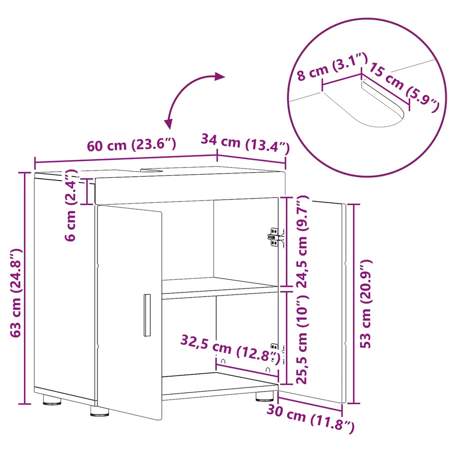 Ensemble d'armoire de salle de bain TULUM Blanc 60 x 34 x 63 cm - 15