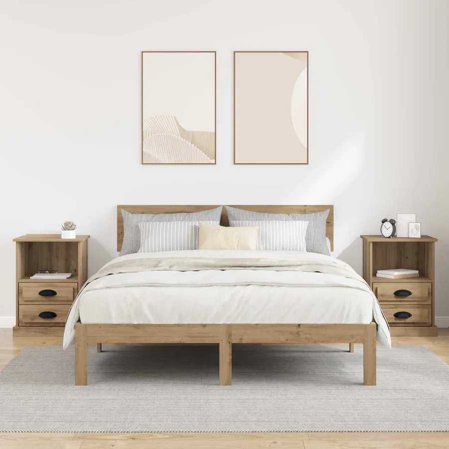 Cabinet de chevet 2 pc Chêne artisanal 36 x 43 x 60 cm - 4