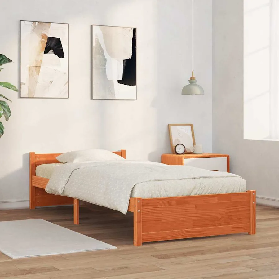 Cadre de lit Brun cire 195,5 x 80,5 x 51 cm Pin massif - 3