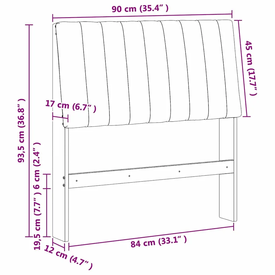 Tête de lit capitonnée Gris foncé 90 cm Pin massif - 11