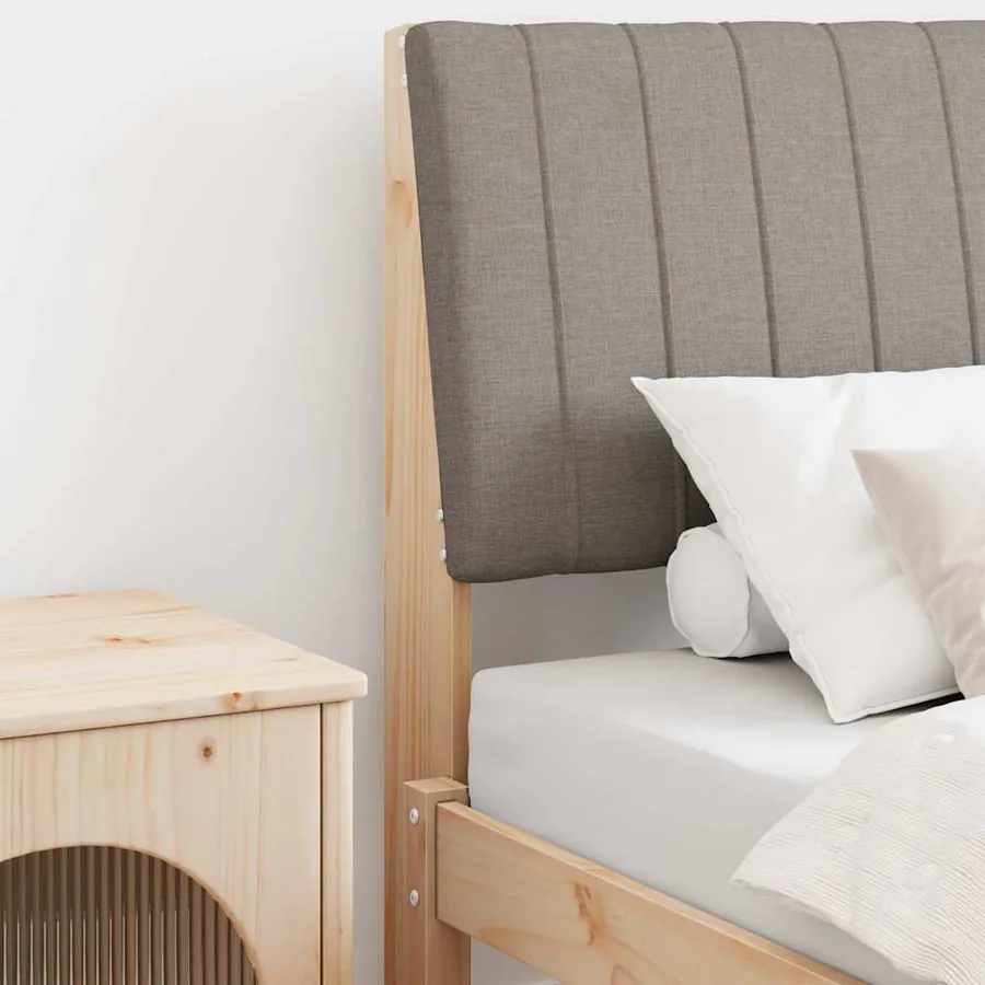 Tête de lit capitonnée Taupe 80 cm Pin massif