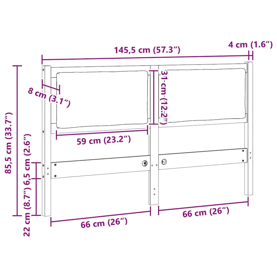 Tête de lit Autre Marron 140 cm Bois massif en pin - 11