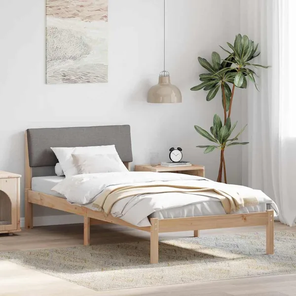 Cadre de lit Marron et taupe 90 x 190 cm Bois massif en pin