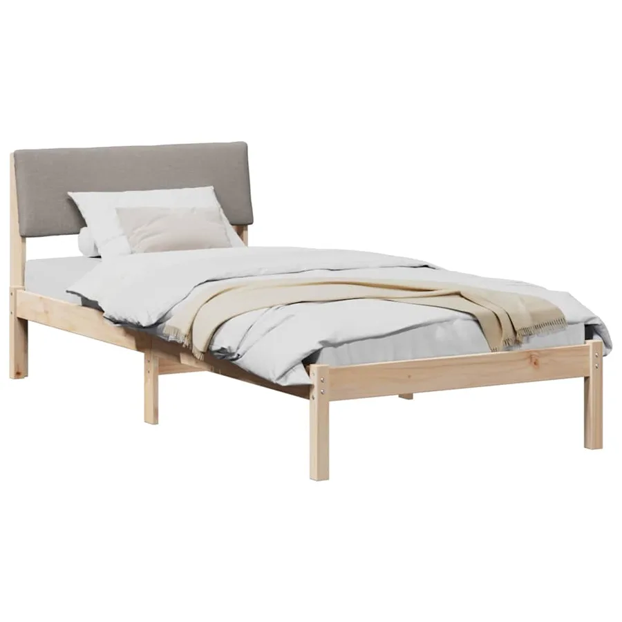 Cadre de lit Marron et taupe 90 x 190 cm Bois massif en pin - 3