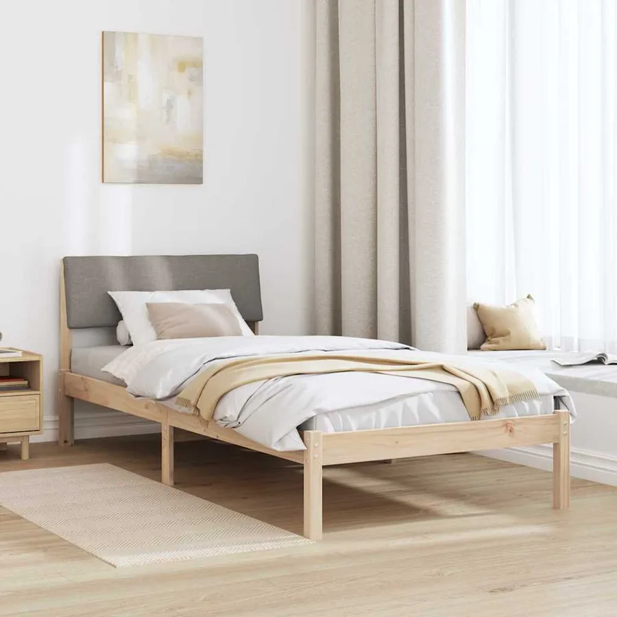 Cadre de lit Marron et taupe 90 x 190 cm Bois massif en pin - 4