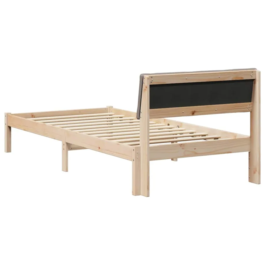 Cadre de lit Marron et taupe 90 x 190 cm Bois massif en pin - 7