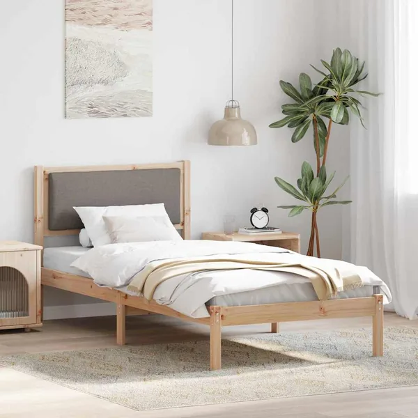 Cadre de lit avec tête de lit Taupe 100 x 200 cm Pin massif