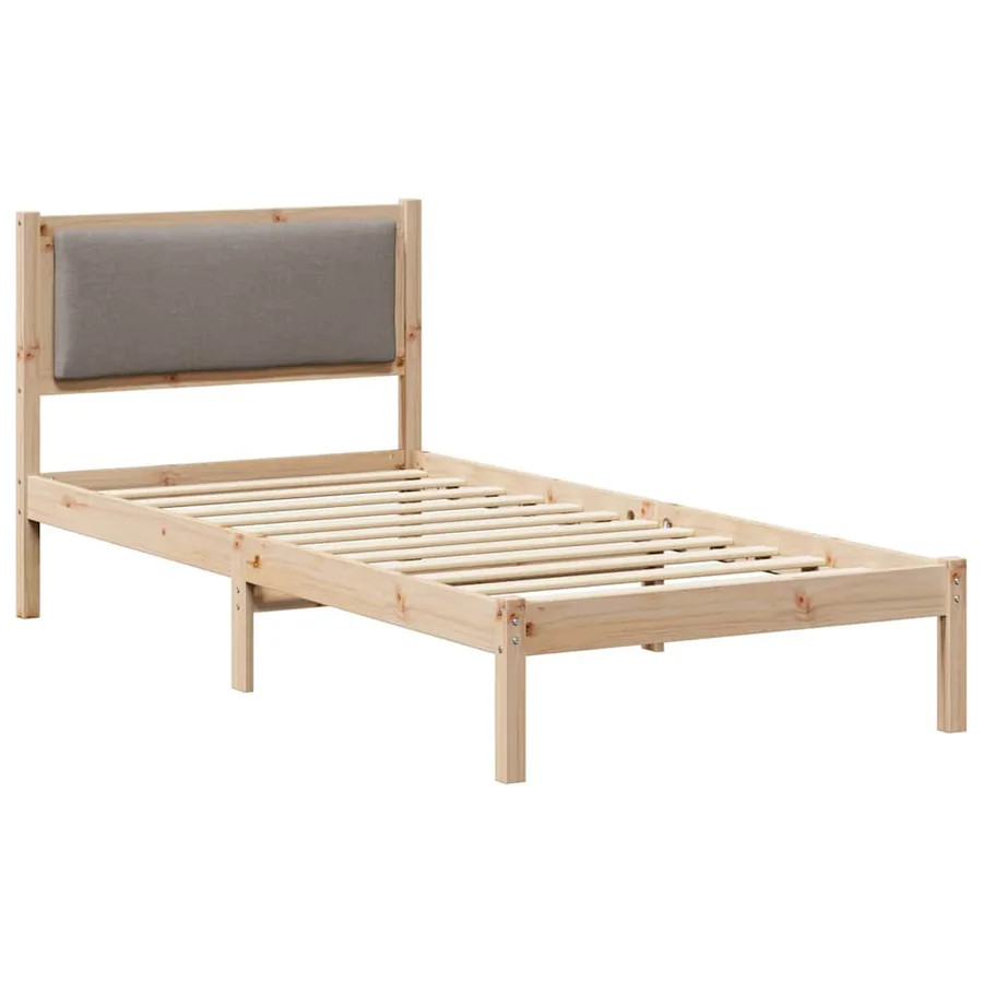 Cadre de lit avec tête de lit Taupe 100 x 200 cm Pin massif - 2