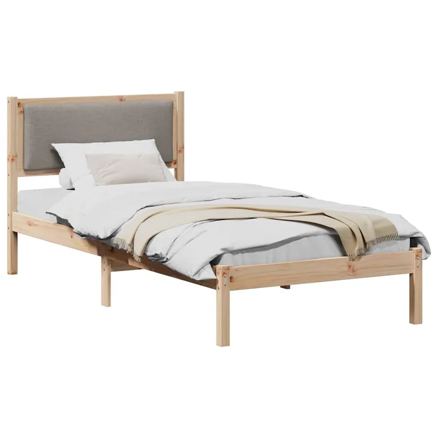 Cadre de lit avec tête de lit Taupe 100 x 200 cm Pin massif - 3