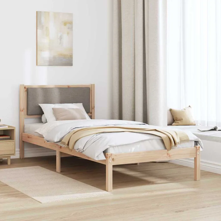 Cadre de lit avec tête de lit Taupe 100 x 200 cm Pin massif - 4