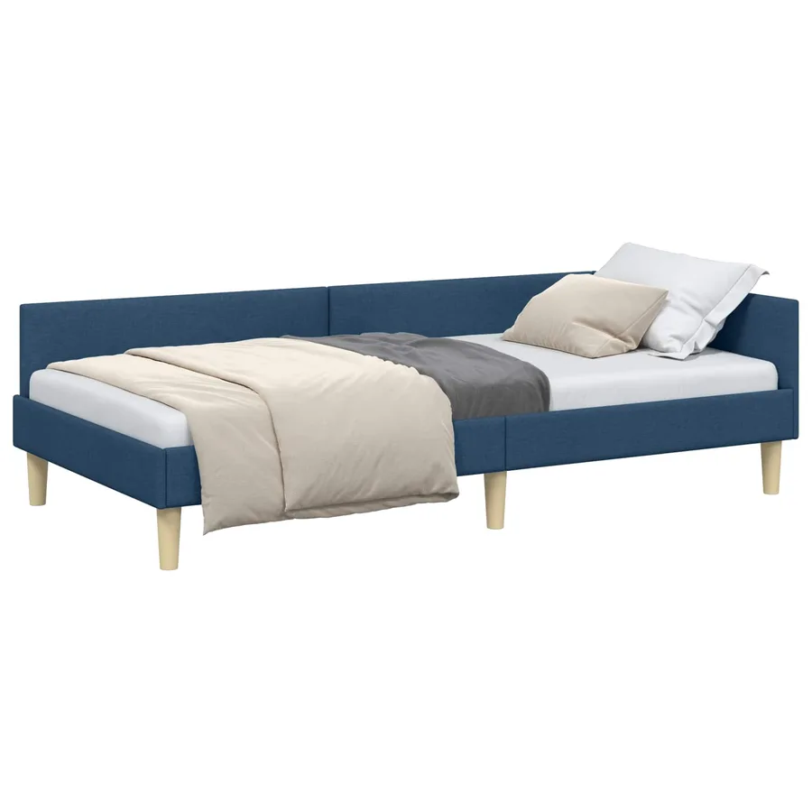 Cadre de lit d'angle Bleu 90 x 190 cm tissu - 2