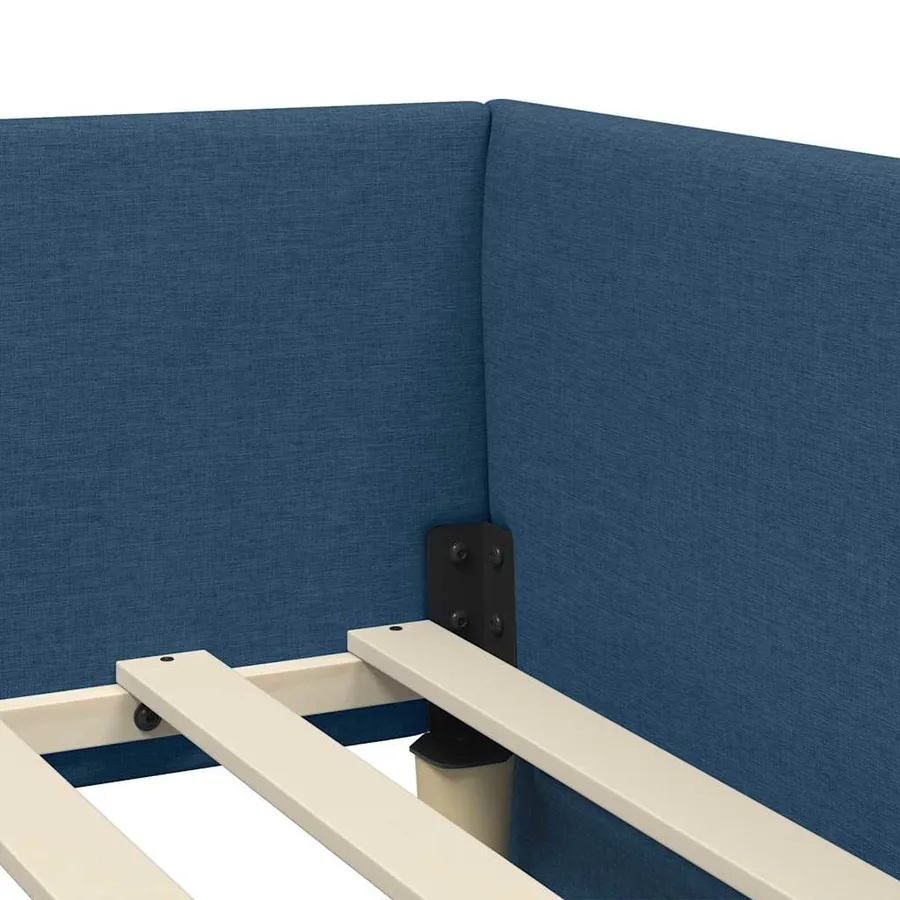 Cadre de lit d'angle avec matelas avec matelas 2 pcs Bleu tissu - 10