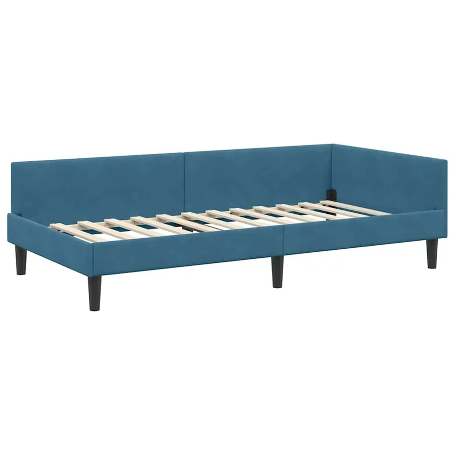 Cadre de lit d'angle Bleu 100 cm x 200 cm Velours - 4
