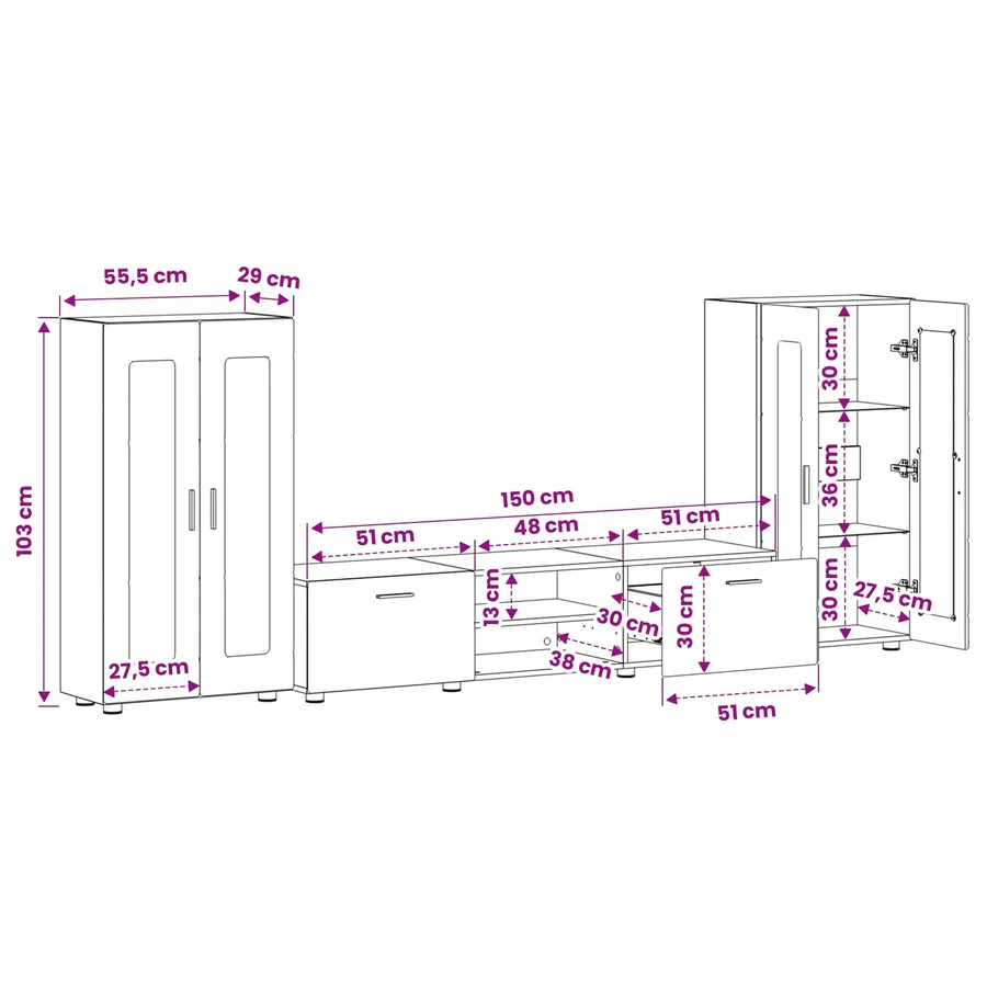 Ensemble meuble TV FLORIN 3 pcs Chêne artisanal - 16