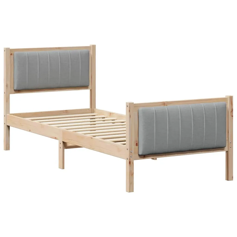 Cadre de lit avec tête de lit Marron et gris clair 75 x 190 cm - 2