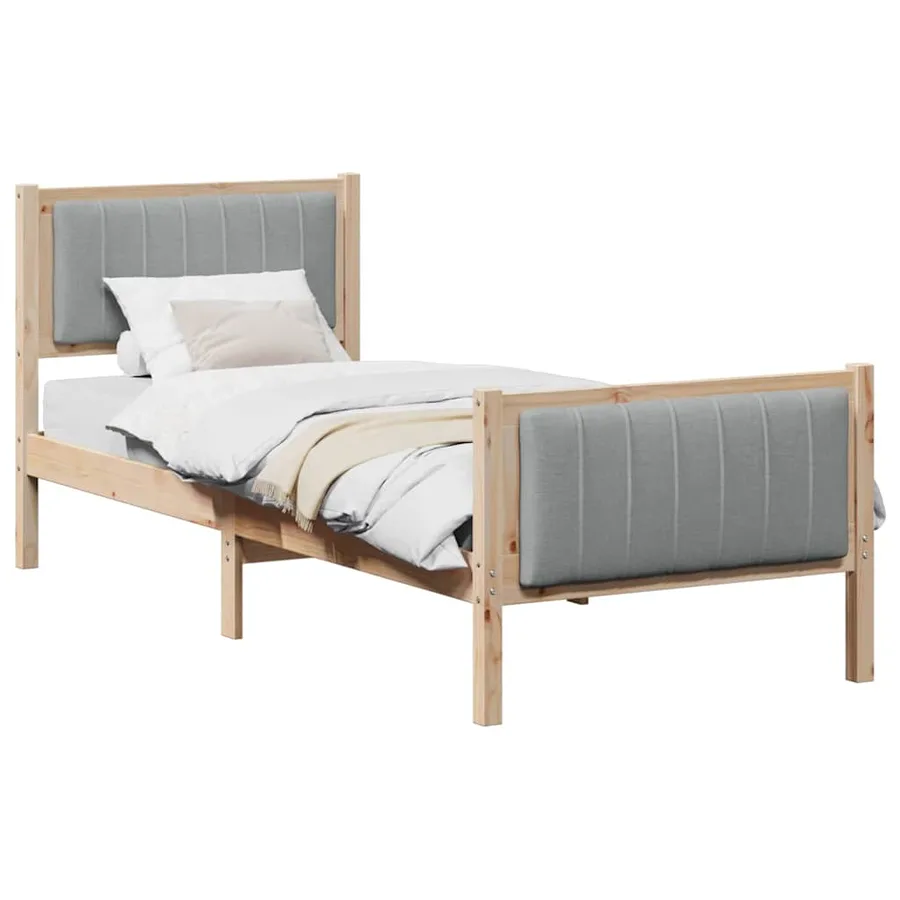 Cadre de lit avec tête de lit Marron et gris clair 75 x 190 cm - 3
