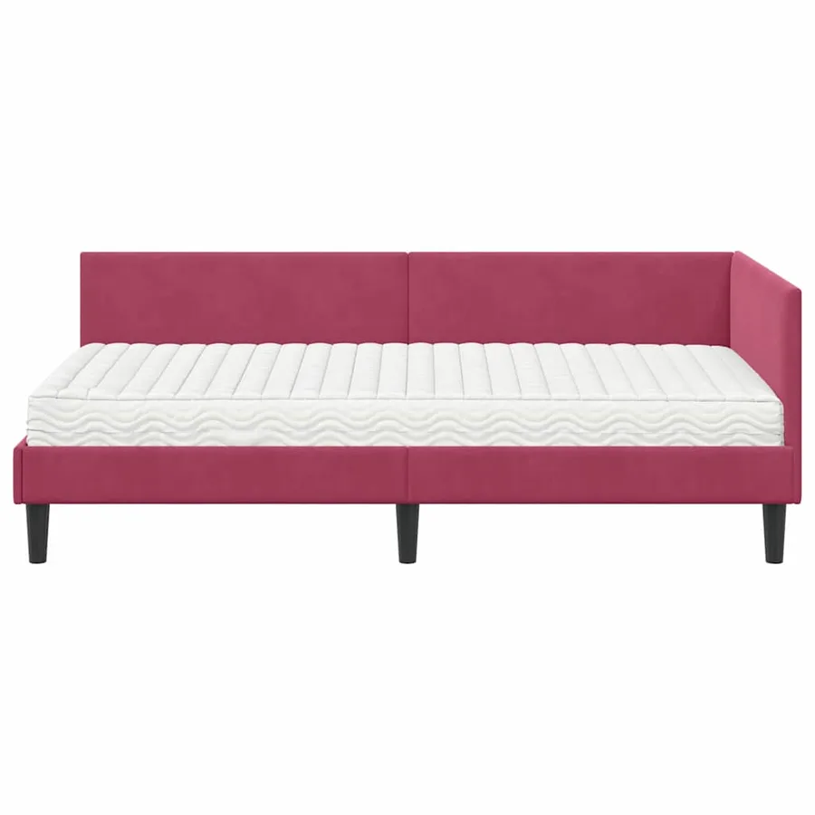 Cadre de lit d'angle avec matelas Autre 2 pcs Vert Velours - 5
