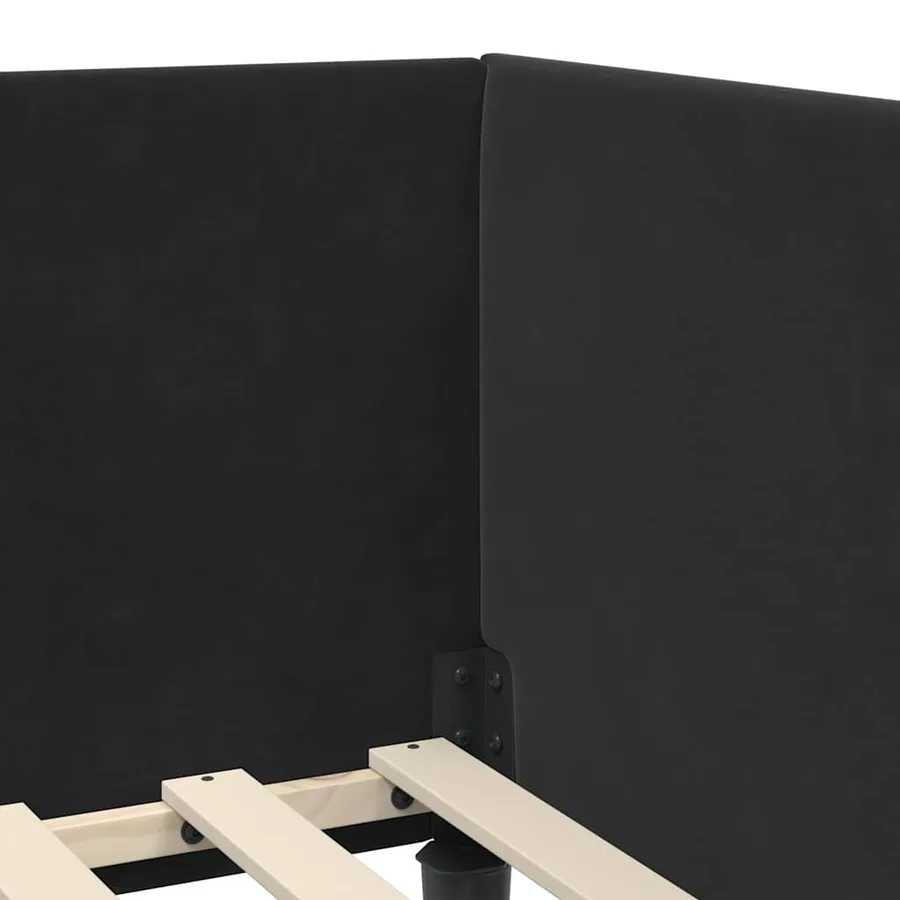 Cadre de lit d'angle avec matelas Autre 2 pcs Noir Velours - 10