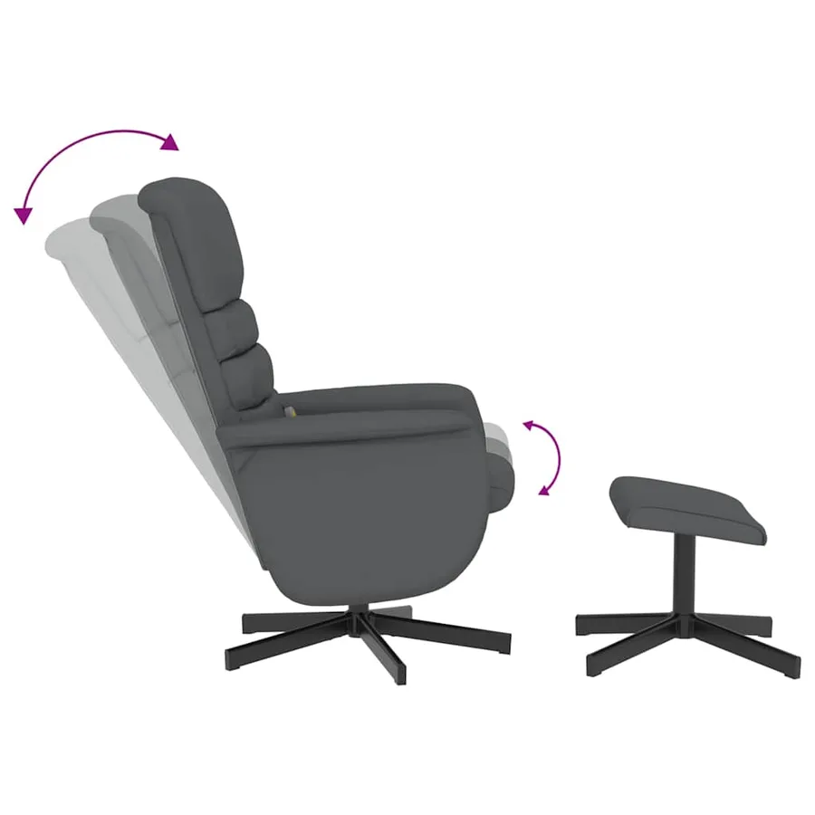 Fauteuil inclinable de massage avec repose-pied gris similicuir - 7