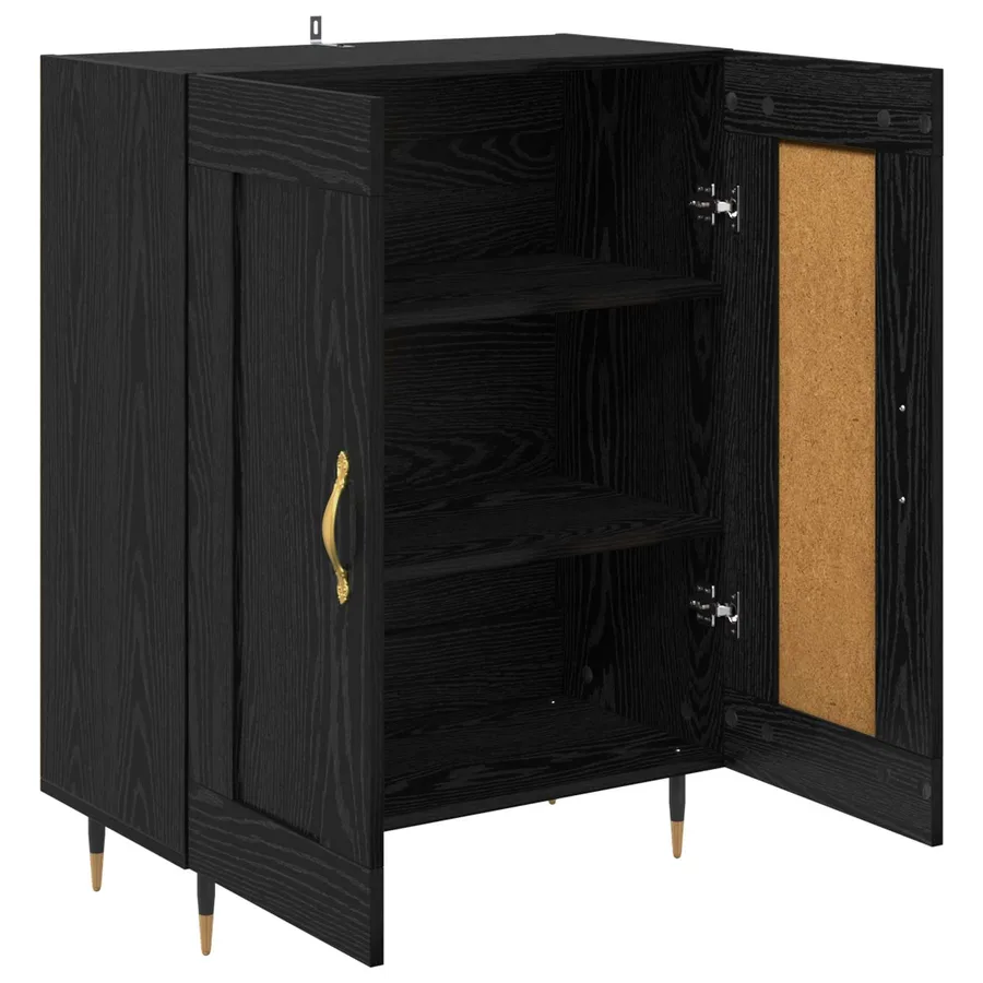 Buffet Chêne noir 69,5 x 34 x 90 cm Bois d'ingénierie - 5